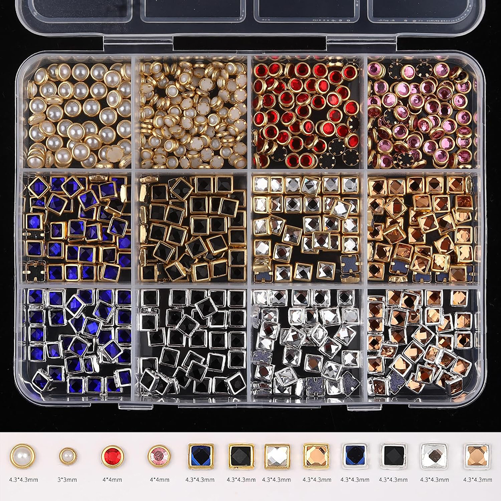 Crystal Bead Mix - 12 Colors Mixed Nail Crystal Gems