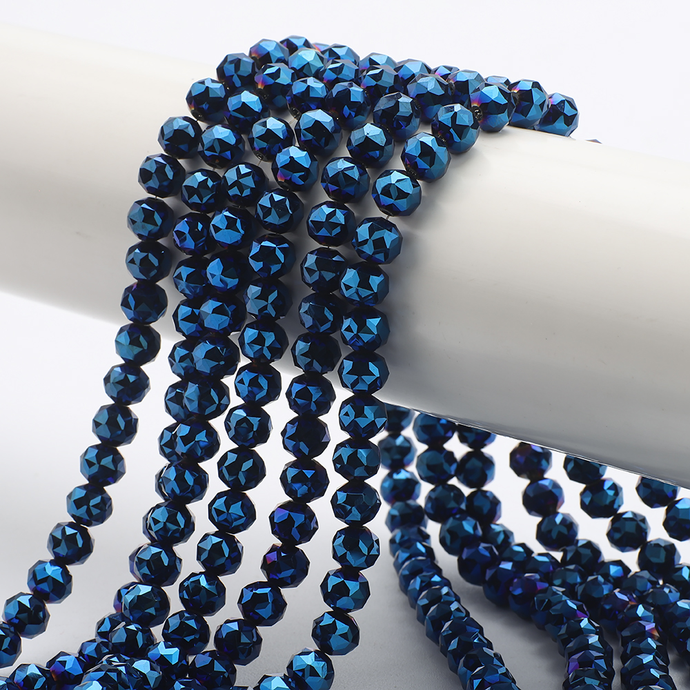 Crystal Bead Mix - 65Pcs/Lot 8mm Sapphire Faceted Crystal Beads