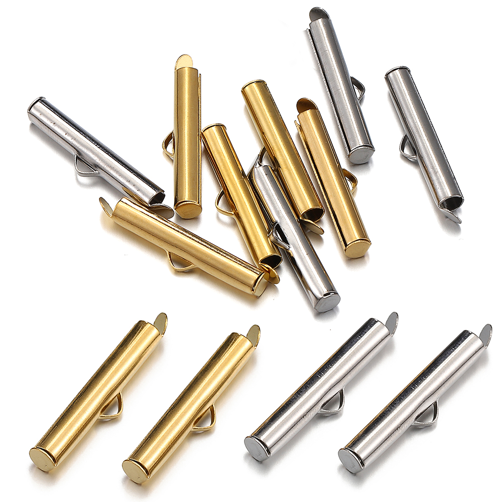 Seed Bead Tube - 20pcs Gold Color Stainless Steel Slide