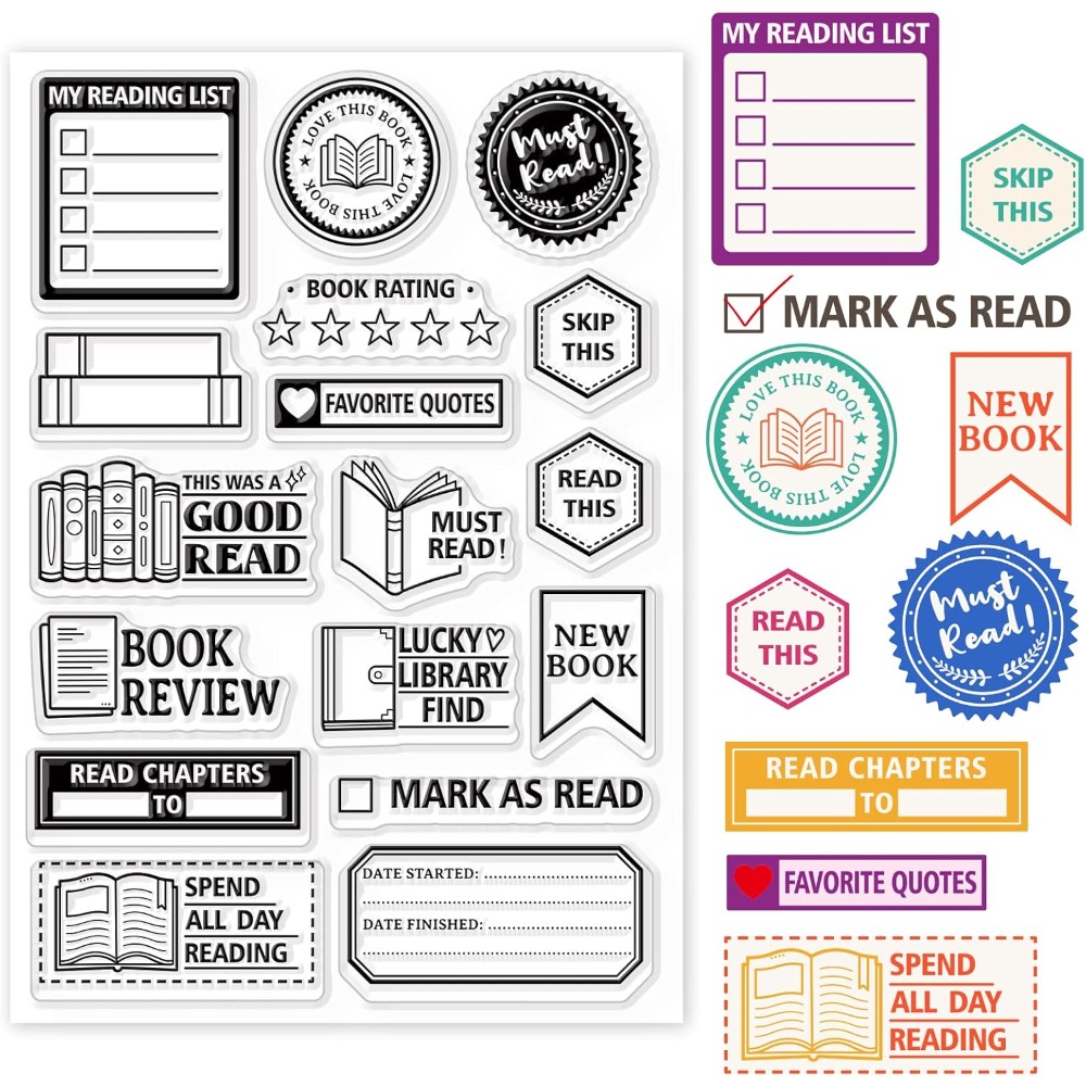 Book Reading Label Clear Stamp - Jewelry Making Journal avaliação e preço
