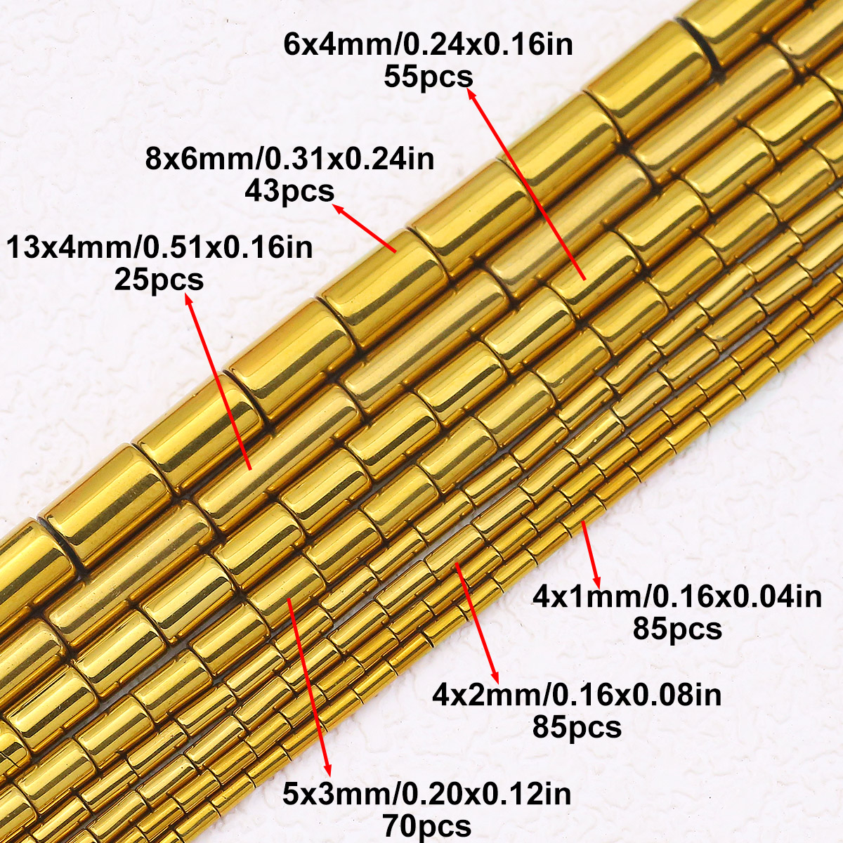 4/5/6/8/13mm Plated Golden Col - Seed Bead Tube avaliação e preço