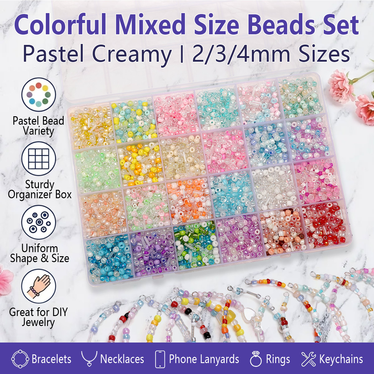 24 Grid Mixed Size Glass Seed  - Seed Bead Tube avaliação e preço