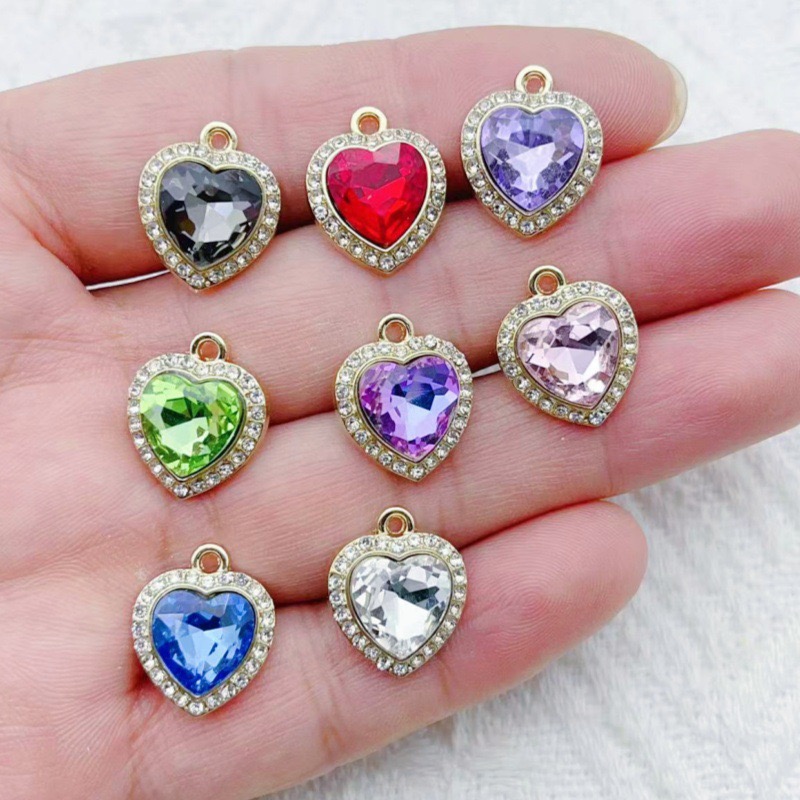 10pcs heart-shaped inlaid colo - Jewelry Making Accessories avaliação e preço