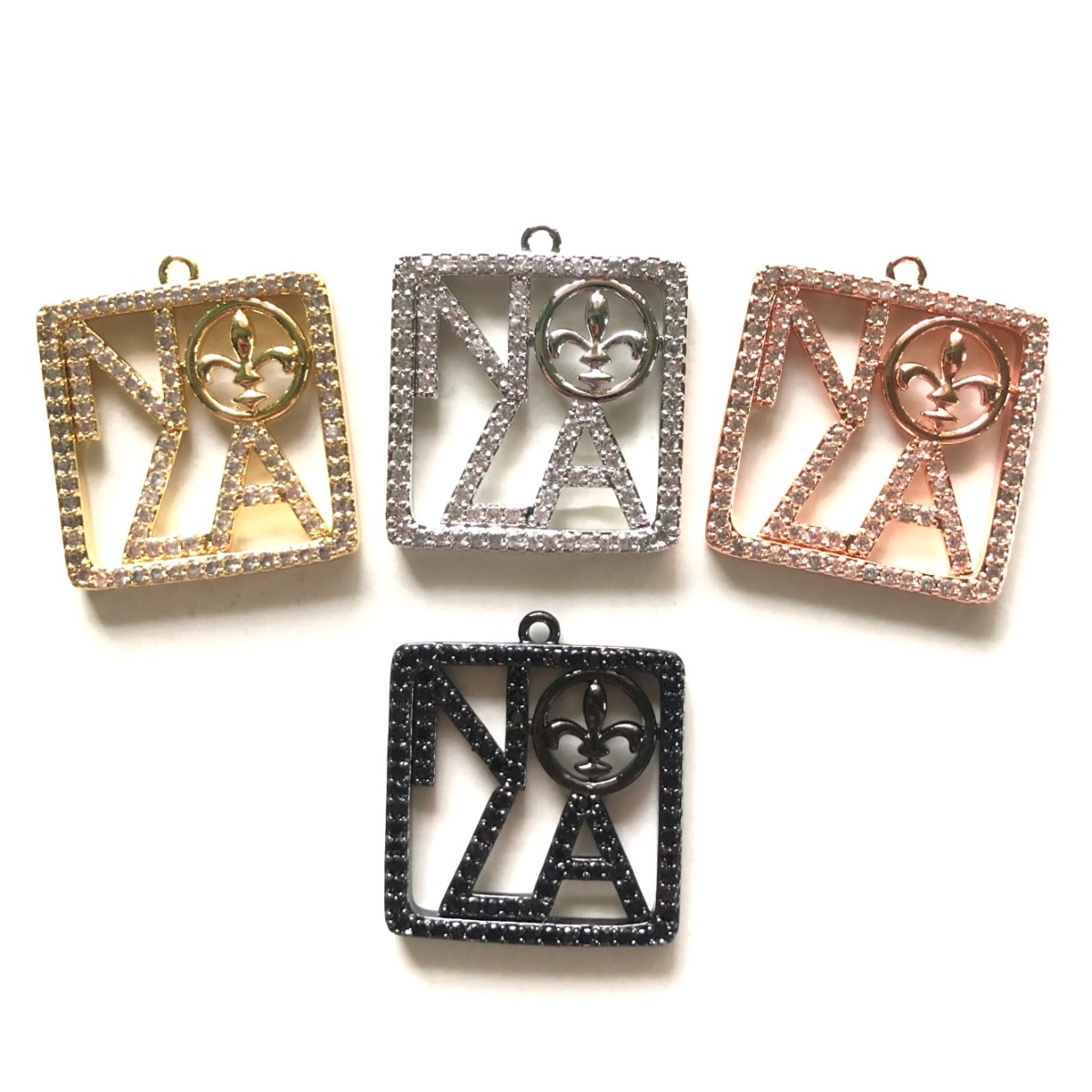5pcs Zirconia Pave NOLA Fleur  - Jewelry Making New Orleans avaliação e preço