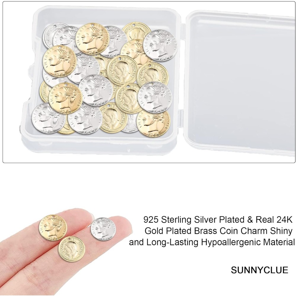 32Pcs 2 Styles Coin Charms 24K - Jewelry Making Victoria avaliação e preço