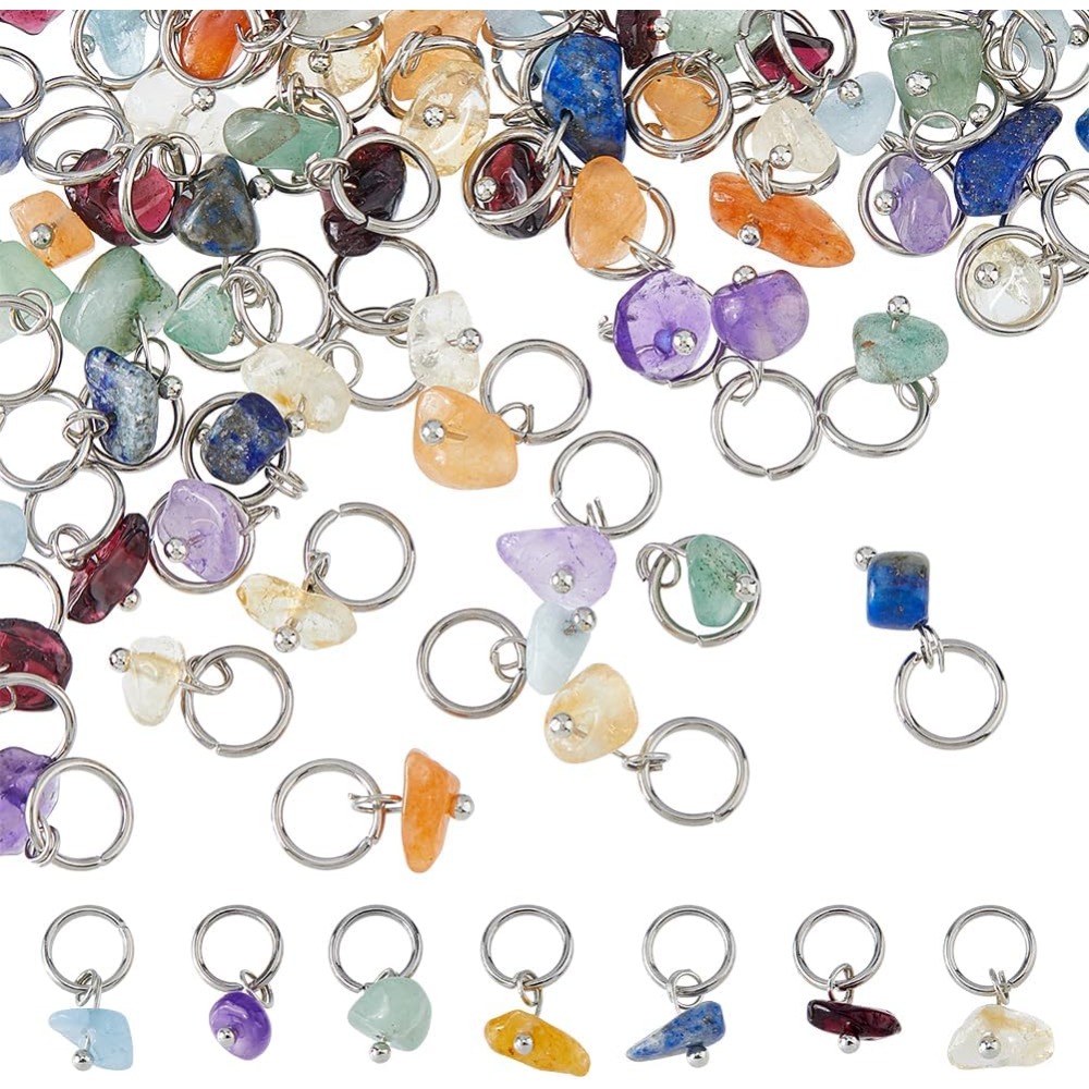 84Pcs 7 Colors Stone Pendants  - Jump Ring Assorted avaliação e preço