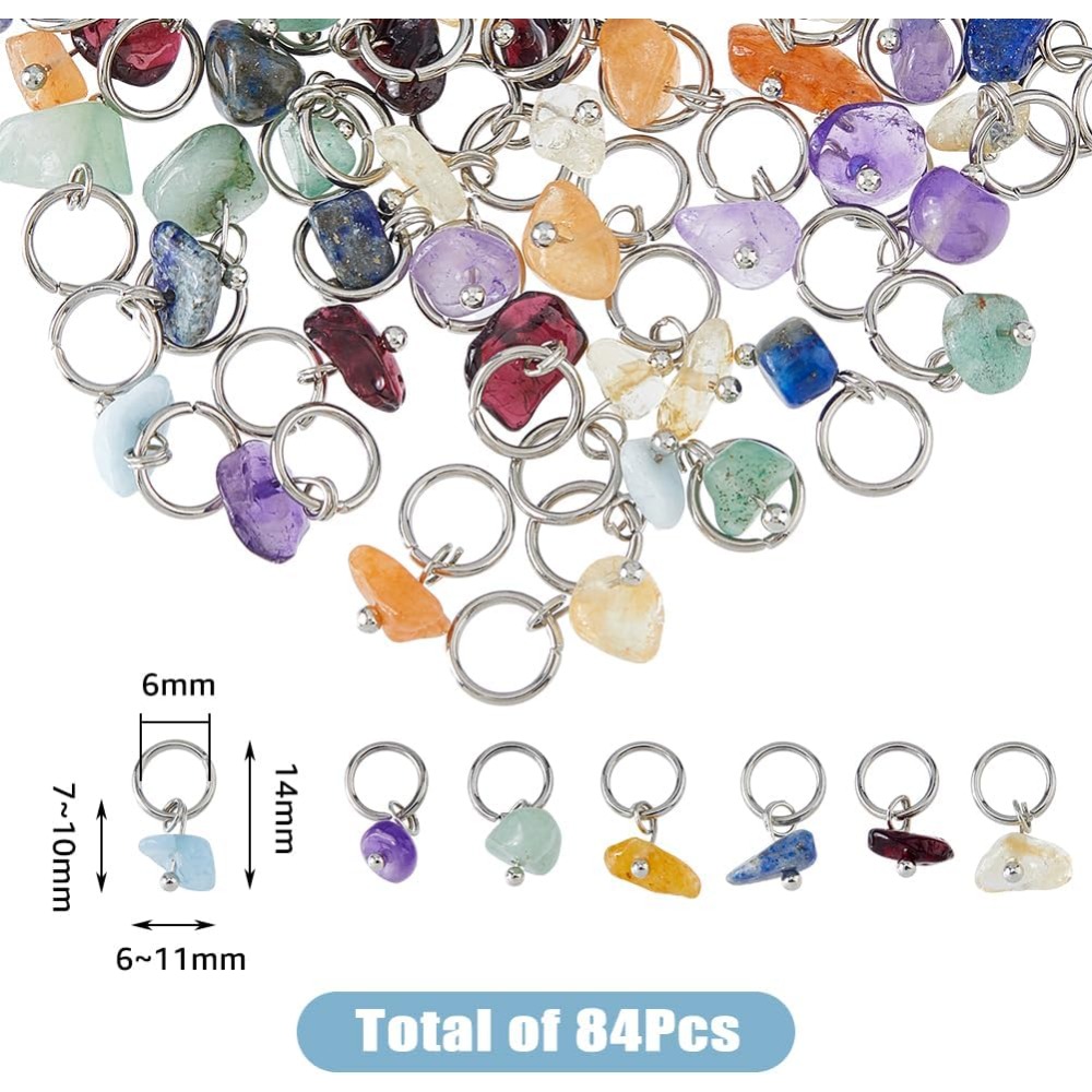 84Pcs 7 Colors Stone Pendants  - Jump Ring Assorted avaliação e preço