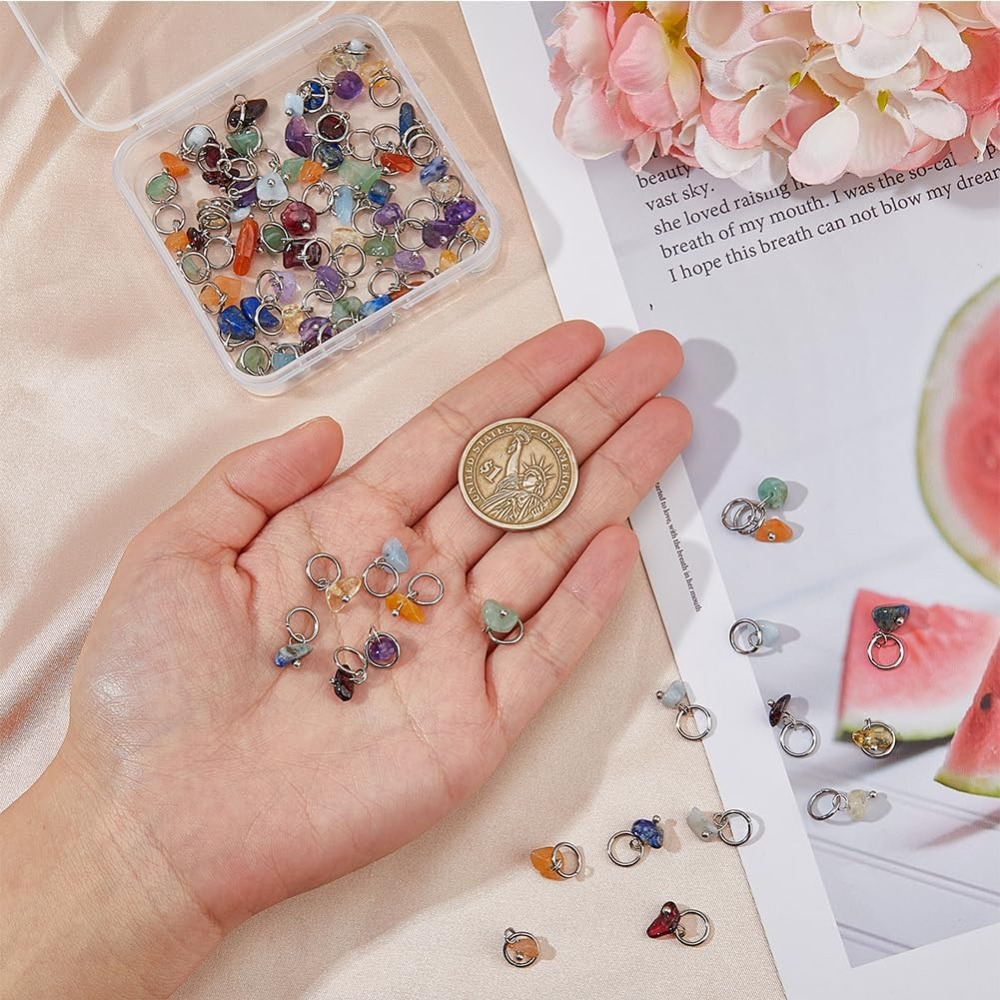 84Pcs 7 Colors Stone Pendants  - Jump Ring Assorted avaliação e preço