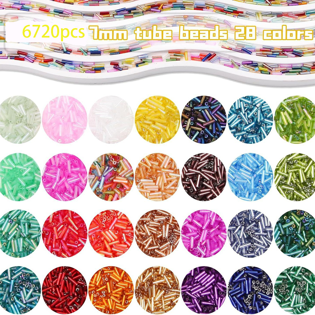 About 6720Pcs/Box 7mm 28 Color - Seed Bead Tube avaliação e preço