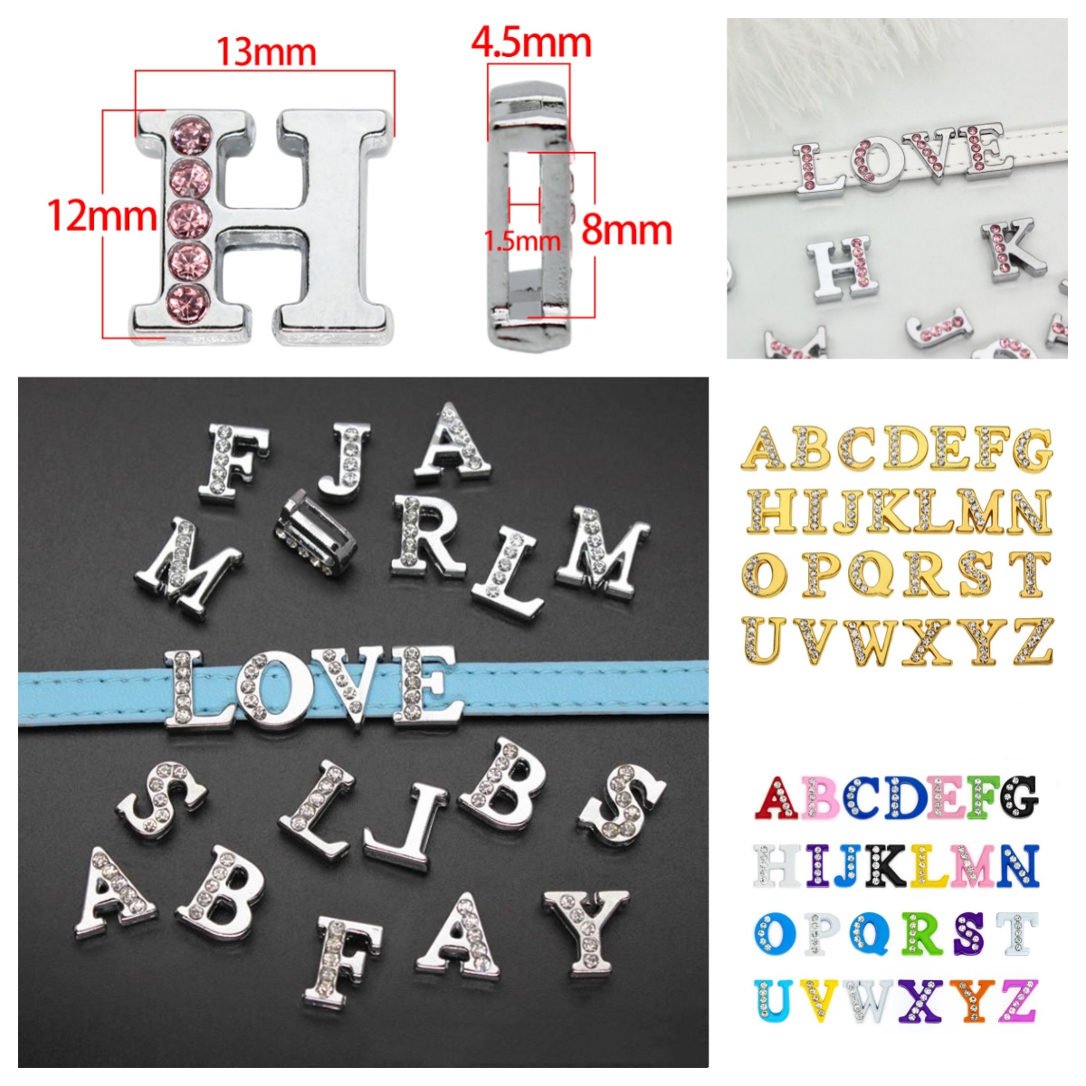 50PC/lot Hole 8MM Slide Letter - Crystal Bead Mix avaliação e preço