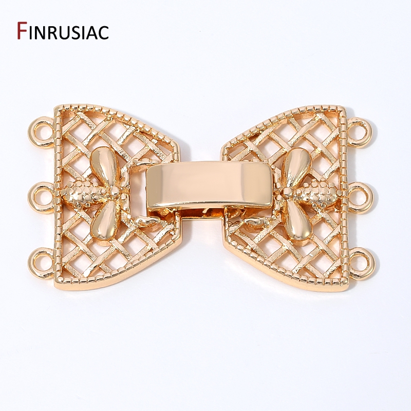 14K Gold Plated Brass 3-Row Pe - Jewelry Making Ideas avaliação e preço
