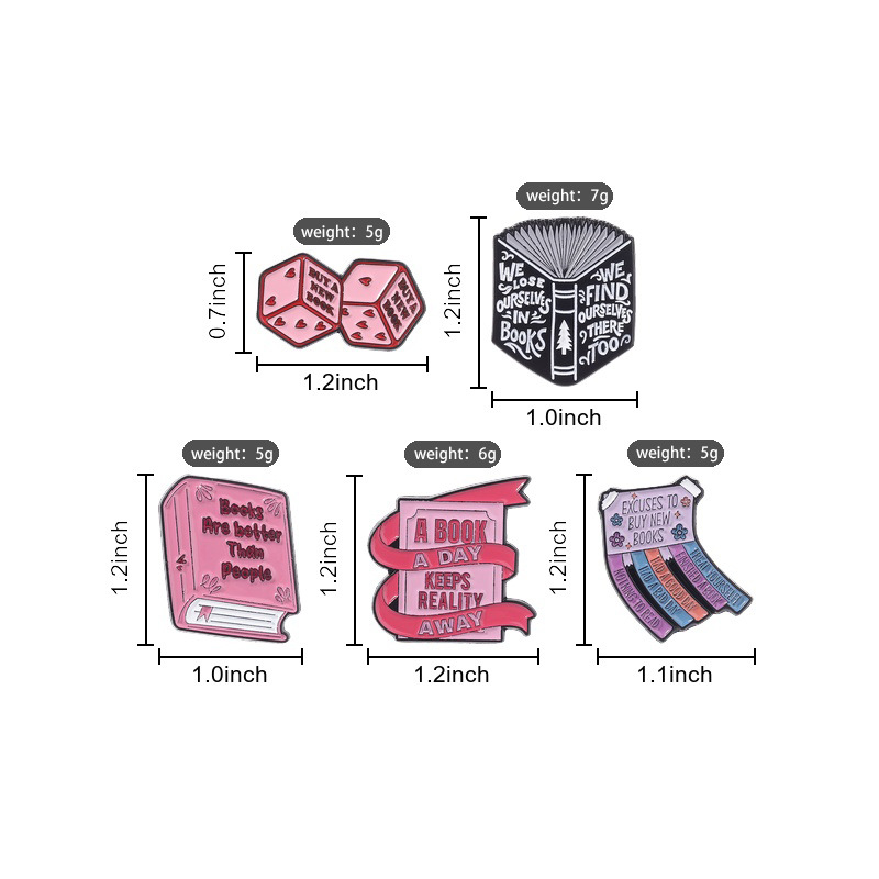 5Pcs Book Lover Enamel Pins Se - Jewelry Making Journal avaliação e preço